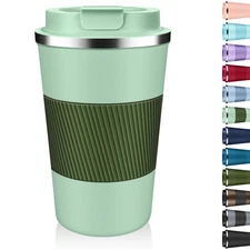 Insulated Coffee Tumbler 12 oz, Stainless Steel Coffee Mug with Lids, Travel ...