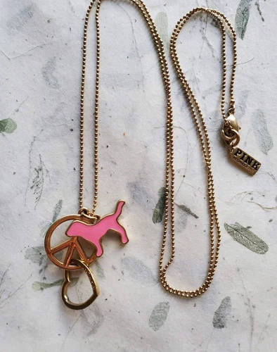 UNDERCOVER Collana ciondolo cane segno pace cuore segreto rosa di Victoria's Secret cucciolo boho