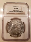 BLAST WHITE Morgan Silver Dollar Dated 1904 "O" Graded MS64 By NGC
