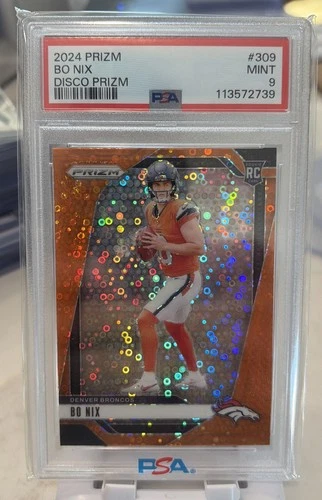 2024 Panini Prizm Orange Disco Prizm Bo Nix RC PSA 9