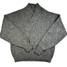 VTG Mens Eddie Bauer Wool Knit Blend Sweater 90s Gray Brown Size XL Made in USA