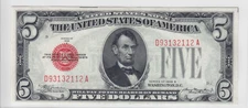 1928B $5 Legal Tender Note Red Seal FR#1527 D93132112A