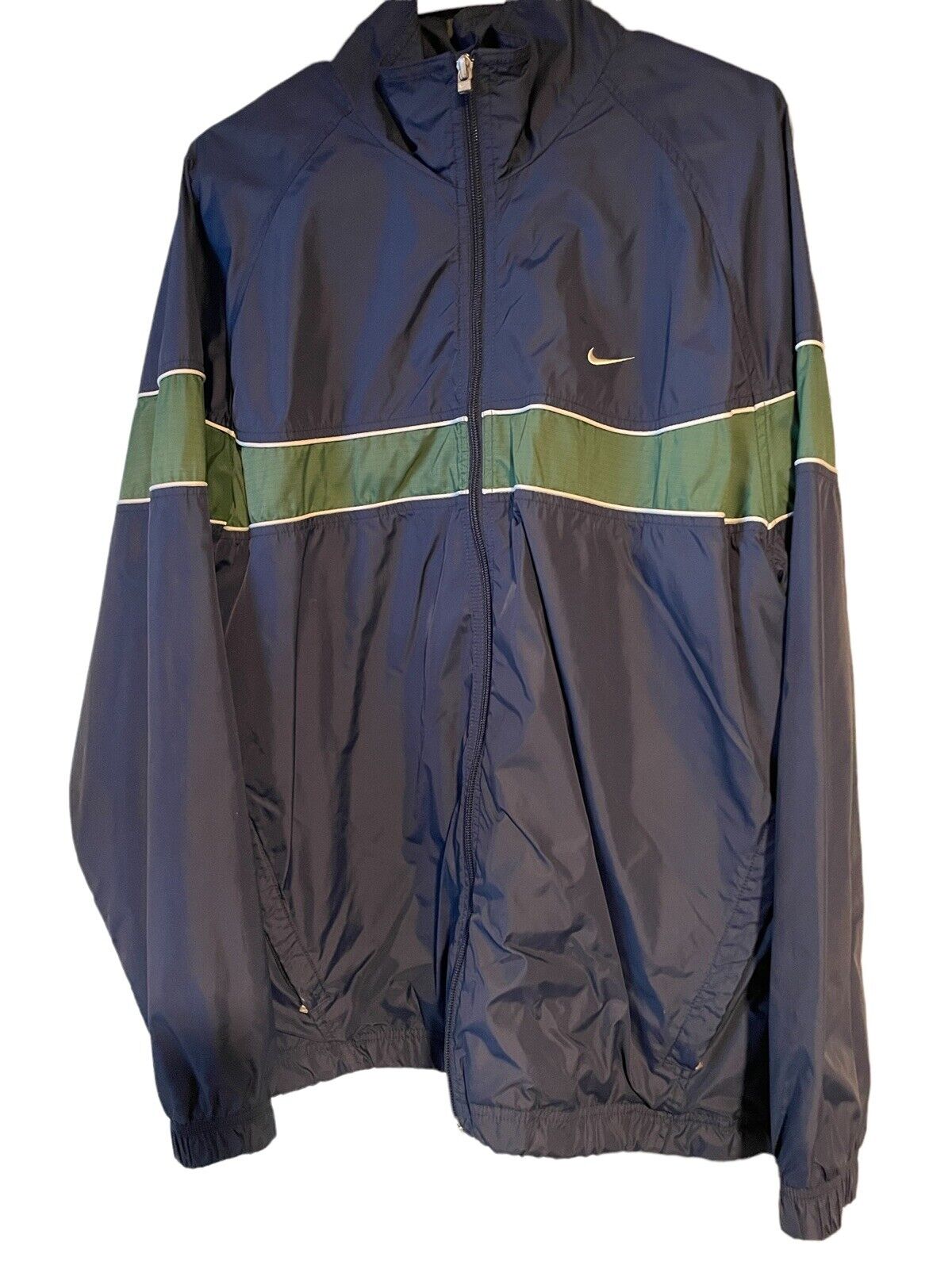 Vintage Early 2000s Nike Tracksuit Jacket, Navy w Gre… - Gem