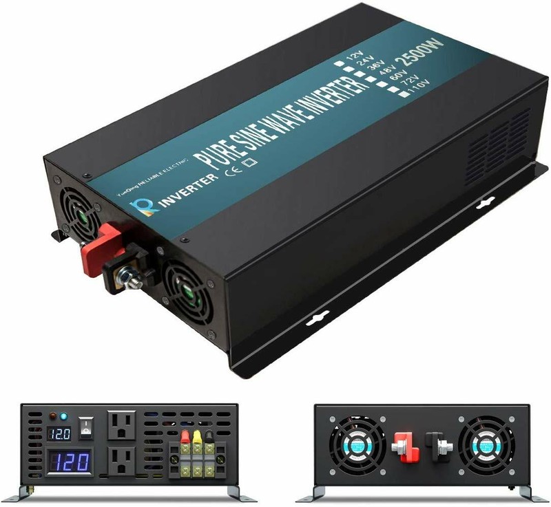 WZRELB 12V to 120V Pure Sine Wave Inverter 2500 Watt Power Converter Car Home RV