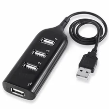New Mini 4 Port USB 2.0 High Speed Hub Splitter 480 Mbps for PC Laptop Black