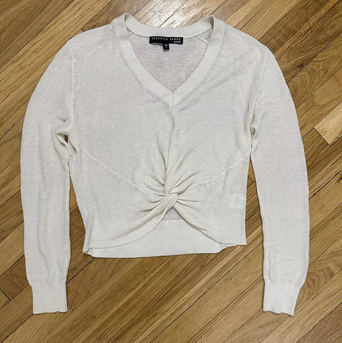 Veronica Beard Soren V Neck Twisted Hem Sweater Size Medium eBay