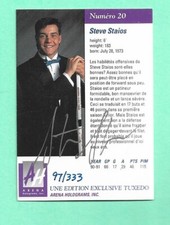 (1) STEVE STAIOS 1991-92 ARENA LIMITED SIGN 97/333  FRENCH CARD (I6980)