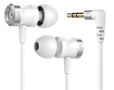 In Ear Alu Kopfhörer Ohrhörer Smartphone MP3 Player 3,5mm Anschluss weiß grau
