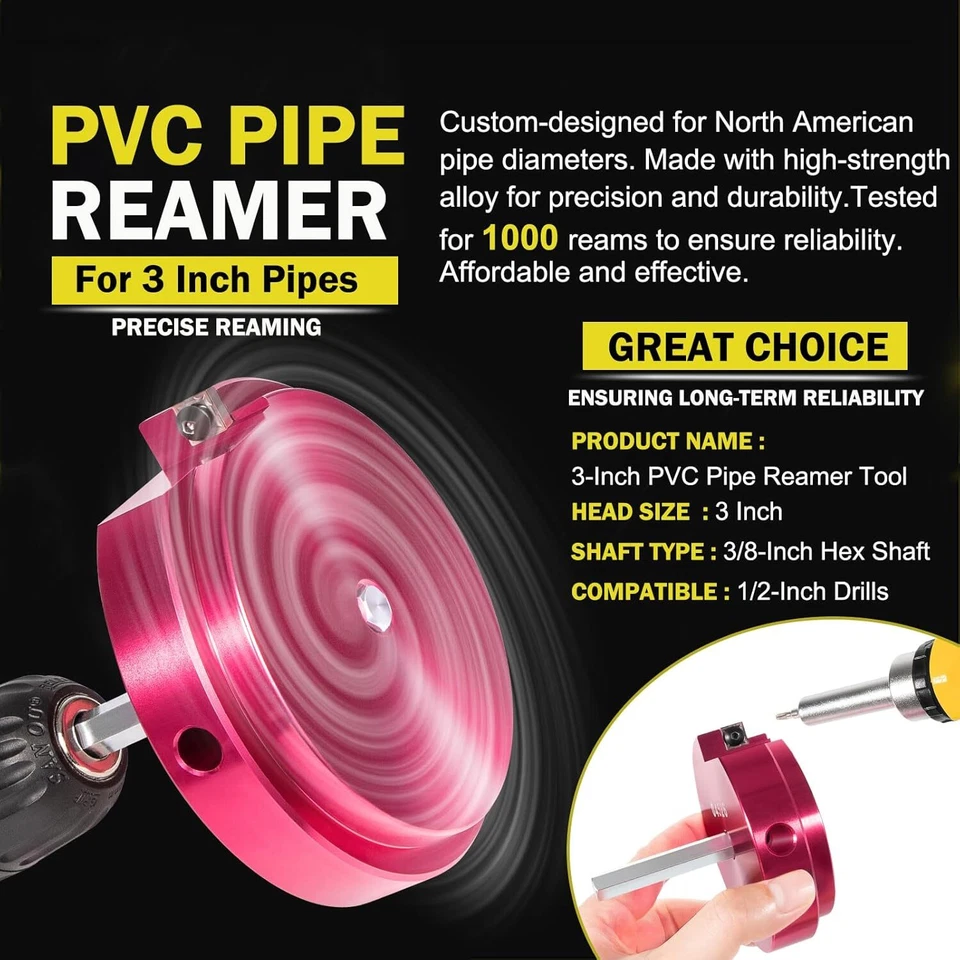 04526 PPR300 3 Inch Clean Reamer Extreme PVC Plastic Pipe Fitting Reamer Tool - Image 3 of 4