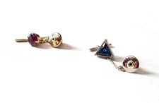 Vintage Lapel Tie Tack Pins Purple Gold Tone & Blue Silver Tone (2) - FINAL AD