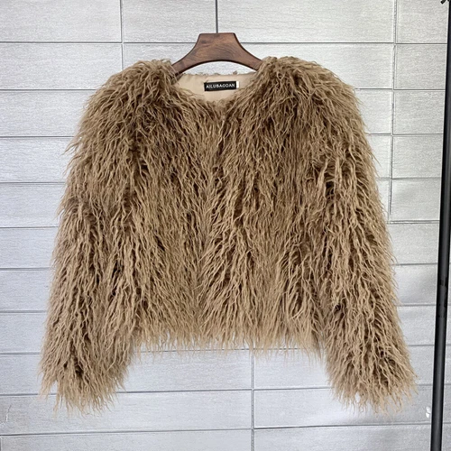 Short Fit Women Shaggy Faux Fur Coat Winter Warm Jacket Fluffy Cardigan Outwear - Bild 43 von 53