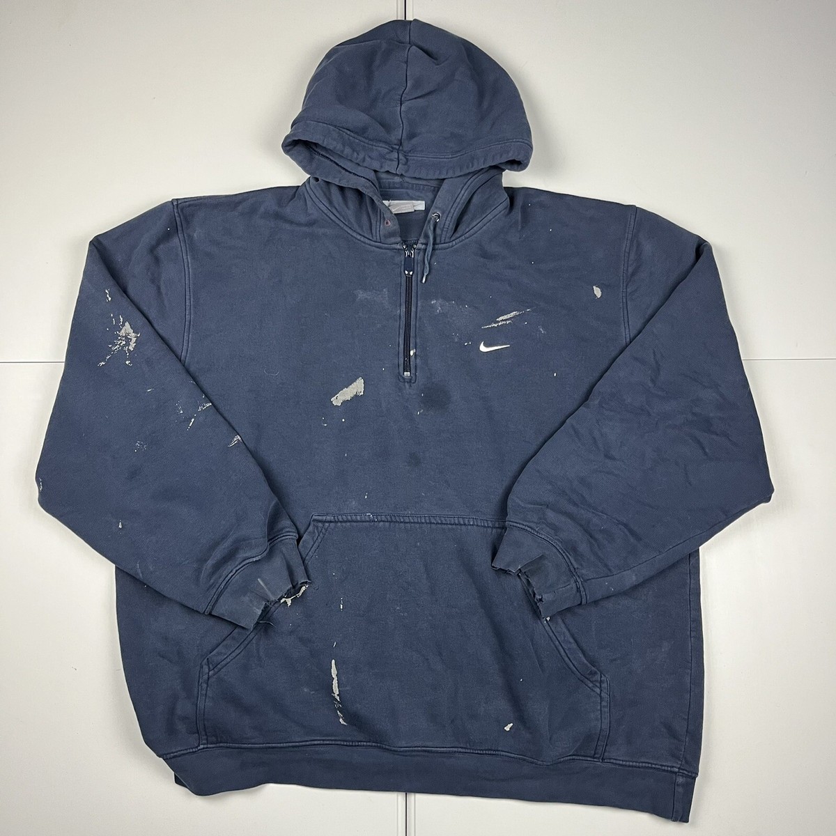 Vintage Y2K Thrashed Faded Nike Mini Swoosh Quarter Zip Vintage Y2K Thrashed Faded Nike Mini Swoosh Quarter Zip