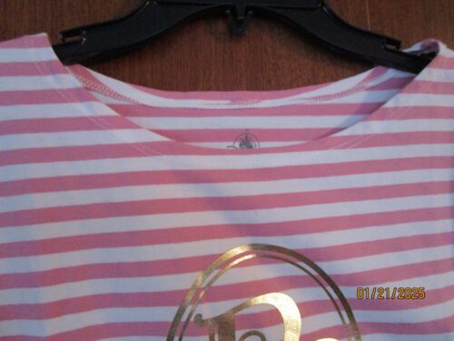 New Disney Parks Riviera Resort Striped Tee XL Cotton Spandex Bust 42 Length 23 - Picture 2 of 6