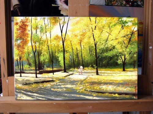 ORIGINAL Oil Painting Arseni ~ JOYOUS DAY 18" X 12" NO FRAME Art USA - Picture 9 of 13