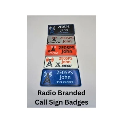 YAESU, ICOM, KENWOOD AND XIEGU Personalised Radio Branded CALL SIGN Badge