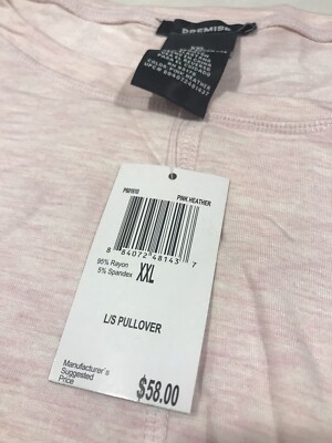 New Pink White Marbled XXL 2X Sweatshirt Sport Women's $58 Long