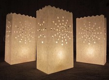 White Luminary Bags - Sunburst - LED Candle Bag Sack - Christmas Wedding