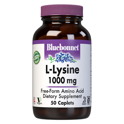 Bluebonnet L-Lysine 1000 Mg 50 Caplets, free-form Amino-Acid, Immune support