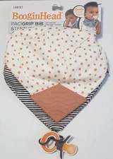 BooginHead Pacifier Binky Holder & Teether 2 Bib Bandana Snap Set Baby Boy 