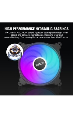 PCCOOLER ARGB 120mm Case Fan, 3 Pack FX120 RGB Fans Computer Case Fans, Aura +5V