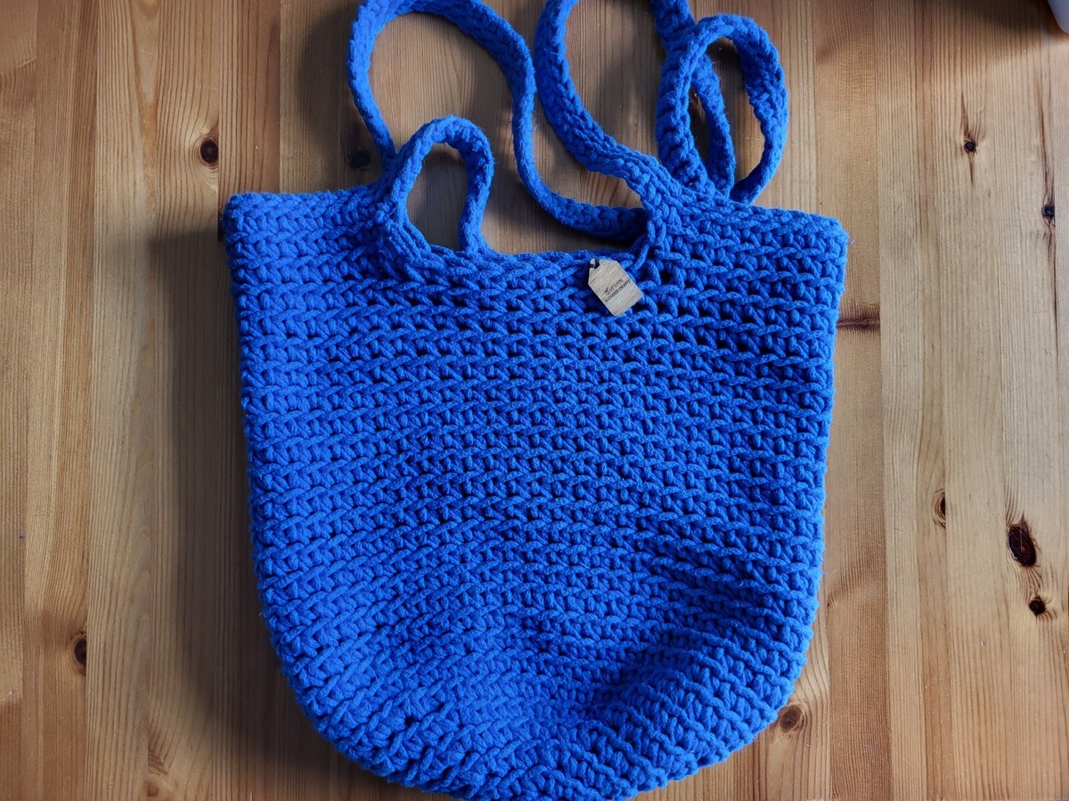 Handmade Crochet Rope Tote bag, Royal Blue