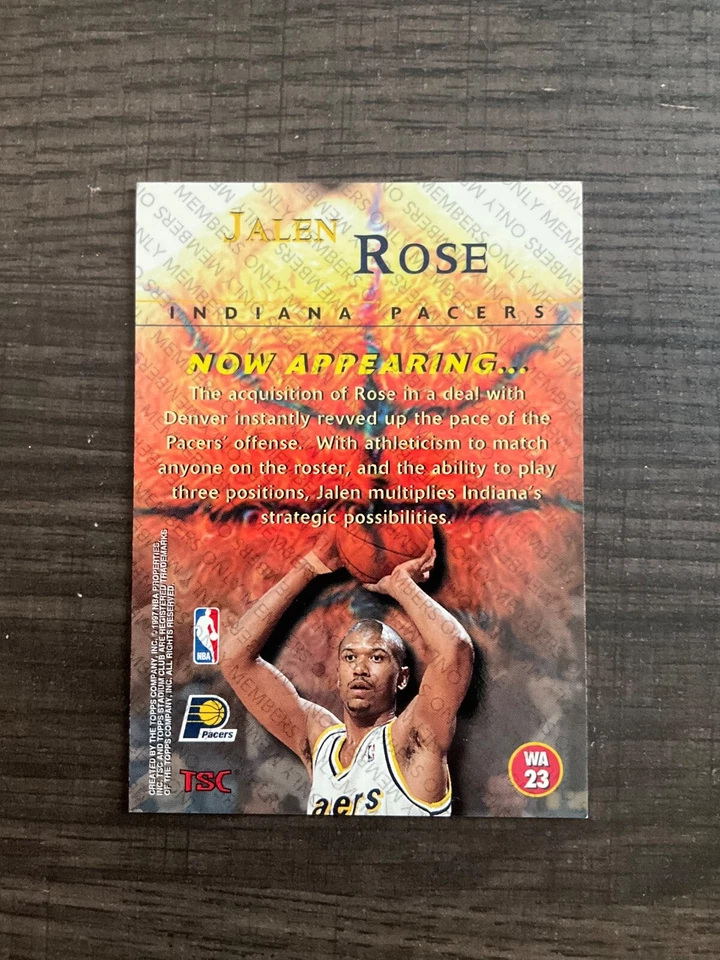 1997 Stadium Club Members Only Welcome Addition WA23 Jalen Rose Pacers - Image 2 of 2