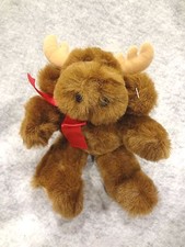 Dakin Renee Posner Plush Moose 10" Stuffed Animal Brown w/ Red Ribbon 1993 NWOT