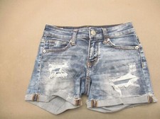 American Eagle Size 00 Womens Cotton Blend Zip Fly Boyfriend Denim Shorts 396