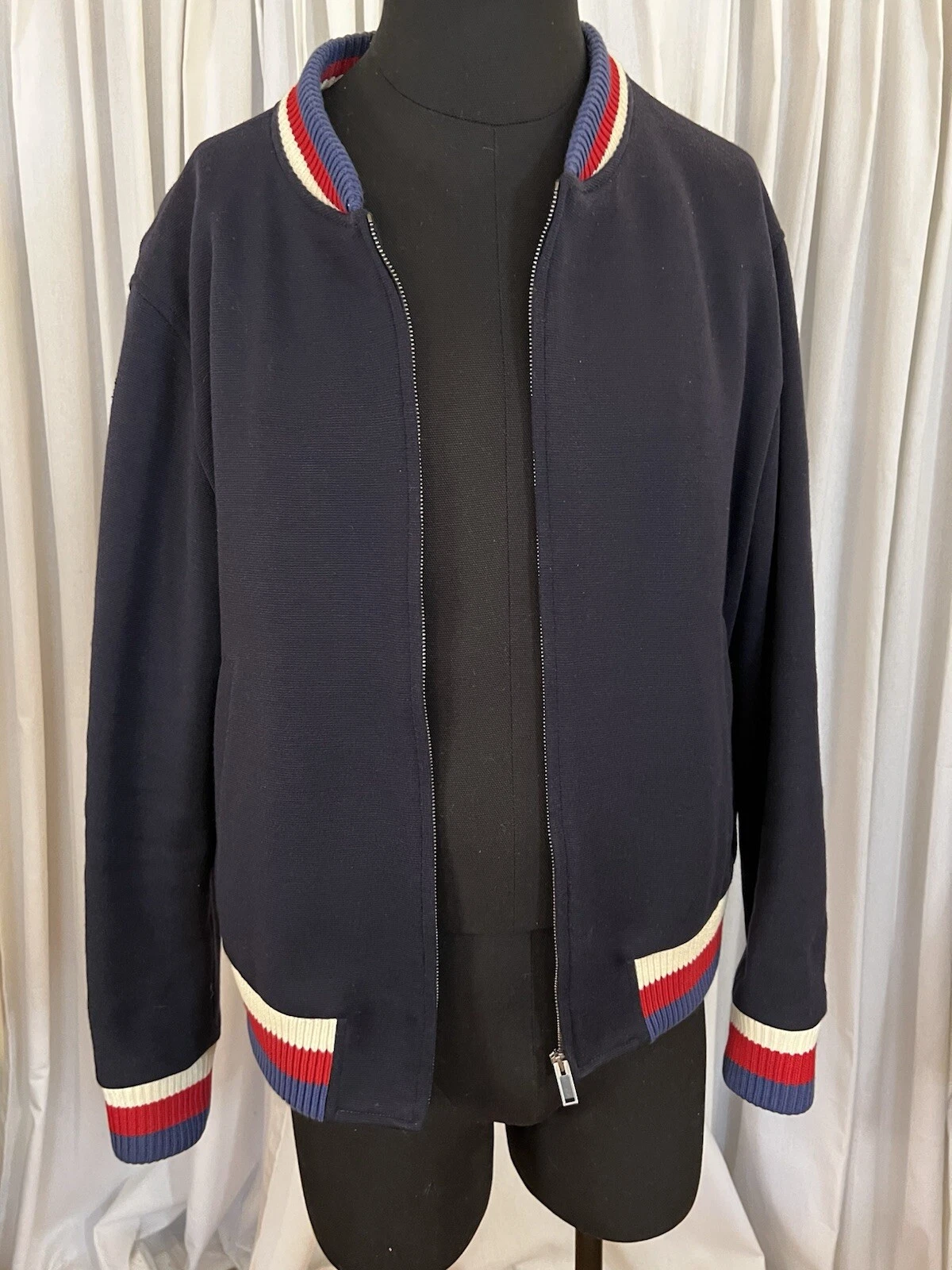 Gucci Giacca Uomo Varsity Lana Navy In Ottime Condizioni Tg XL