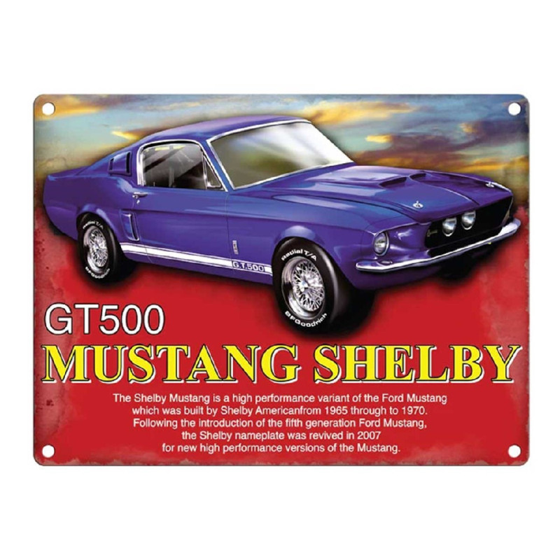 Plaque métal Mustang Shelby GT500 : l'accessoire idéal pour votre bar ou salon