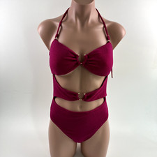 Victoria's Secret Swim One Piece Open Cut Padded Swimsuit Burgundy Size M NWT
