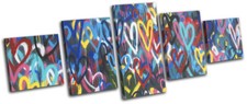 Colourful Pop Hearts Love Graffiti MULTI Leinwand Kunst Bild drucken