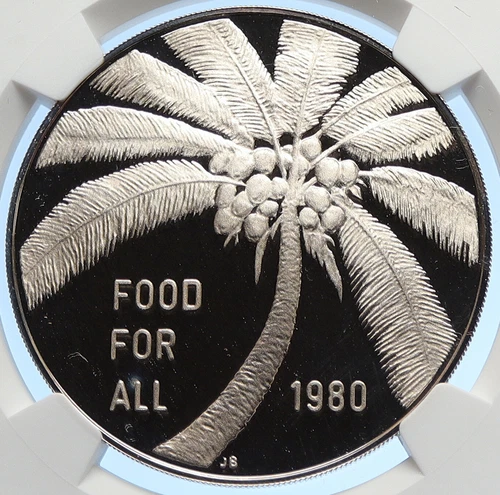 1980 SAMOA British UN Food for All PALM Proof Silver $10 Tala Coin NGC i106282