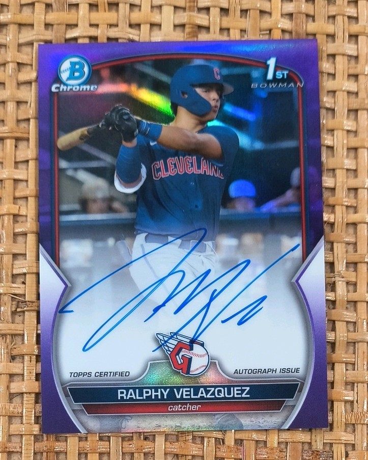 RALPHY VELAZQUEZ 2023 Bowman Draft Chrome Purple Refractor 1st Auto /250
