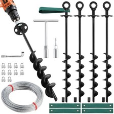 18'' Ground Anchors Screw in Heavy Duty, Shed Anchor Kit with Straps  Steel ...