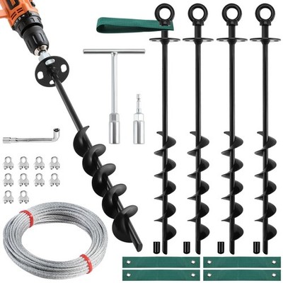 18'' Ground Anchors Screw in Heavy Duty, Shed Anchor Kit with Straps & Steel ...