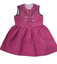 VTG Girls Pink Authentic German Bavarian Dirndl Dress Oktoberfest Sz 5T EU 110