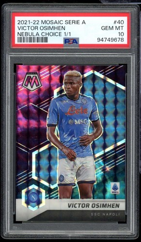 Victor Osimhen Card 2021-22 Mosaic Nebula Choice (1/1) #40 PSA 10