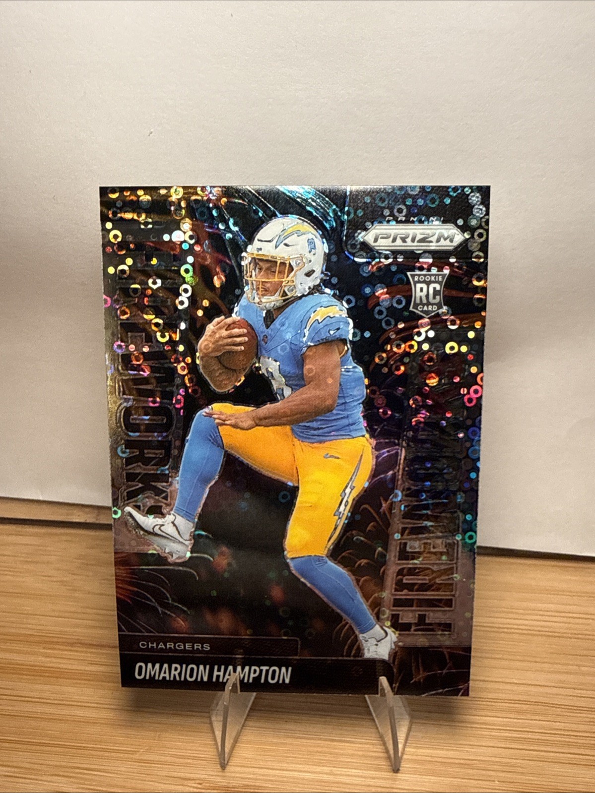 2025 Panini Prizm - Fireworks Omarion Hampton #17 No Huddle Prizm (RC)