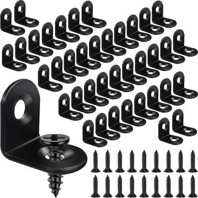 40PCS Black L Brackets 90° Stainless Steel Corner Brace with 80 Screws