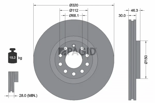 2x PAGID Disque Außenbelüftet Ø320mm pour Audi A4 8EC B7 8D2 B5 A6 Avant - Photo 1/1