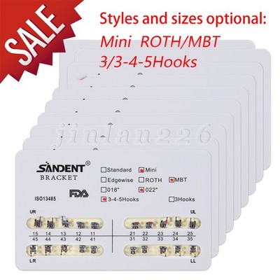 10-100Pack Orthodontic Dental Brackets Braces Mini Roth MBT.022 Slot Hooks 345/3