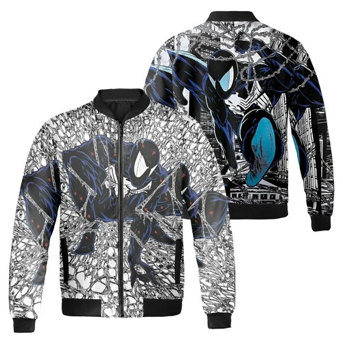 Spiderman Symbiote Superhero Villain Venom Spiderman Bomber Jacket - product listing photo