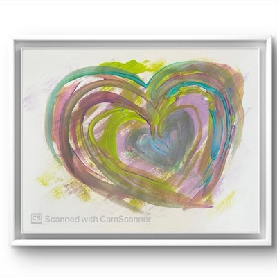 BLESSED#1275 Multi Colored Family Hearts 11x14  Original Paper Art Modern