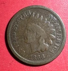 1866 US Indian Head Cent! Good/VG! Semi Key Date! Nice! Old US Coin!