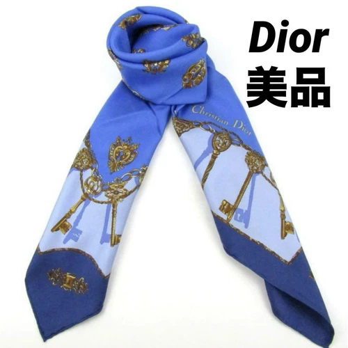 Christian Dior écharpe vintage en soie motif baroque bleu femme 34,6 pouces