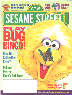 SESAME STREET Magazine May 2000 Bug Bingo Butterflies Zoe Party Coloring Poster