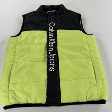 Calvin Klein Vest Boys Size 6 Neon Green Color Block Puffer