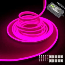 Pink Neon LED Strip Lights - 16.4ft (5M) 12V DC 600 SMD2835 LEDs Waterproof F...