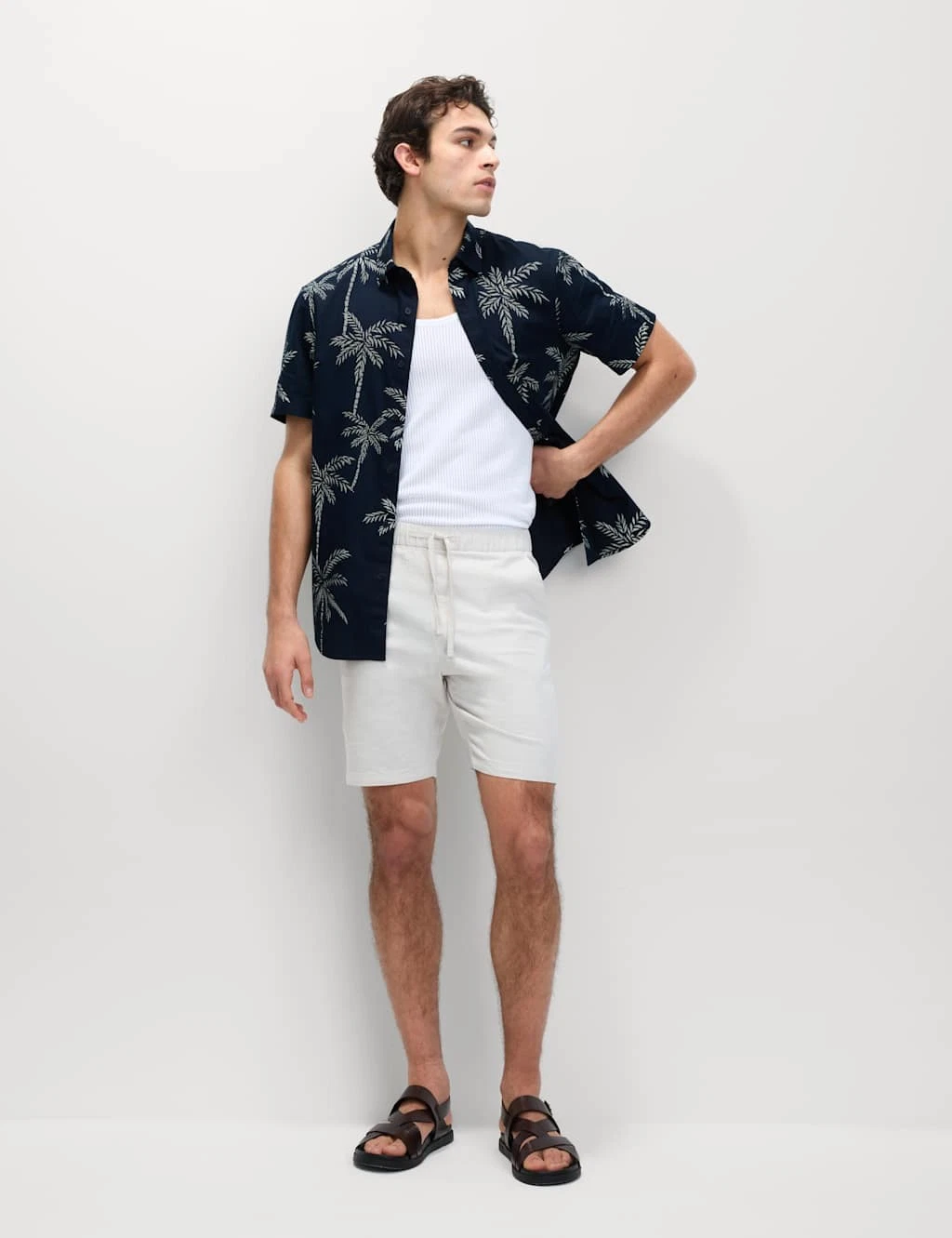 Marks & Spencer Mens Cotton Regular Short sleeved Shirt in Navy - M&S
Opens in a new window or tab